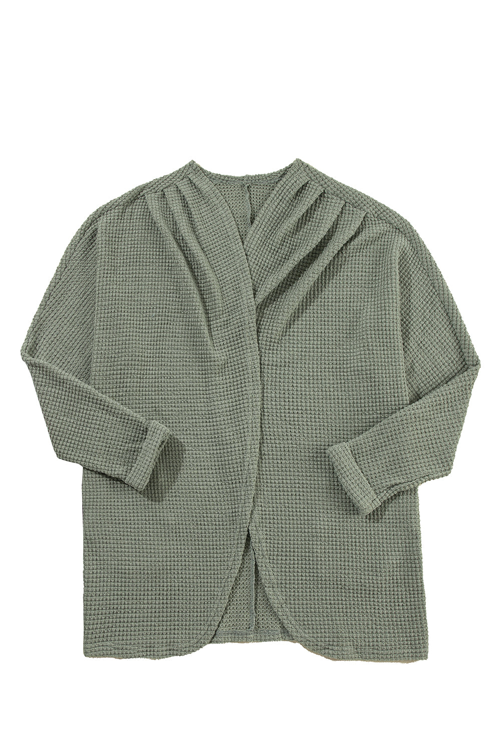 Laurel Green Waffle Knit Open Front Cardigan