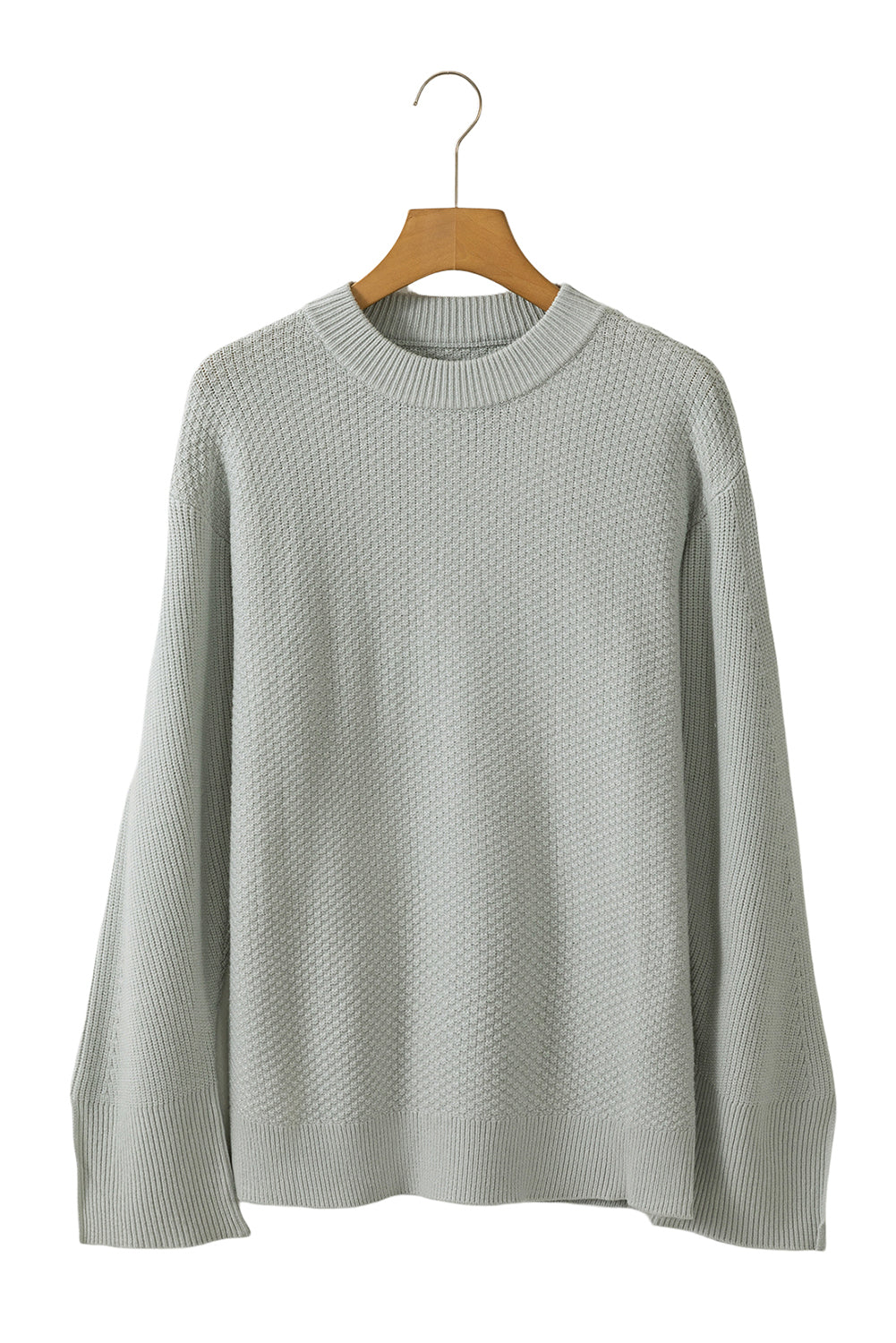 Dark Green Textured Knit Drop Shoulder Sweater