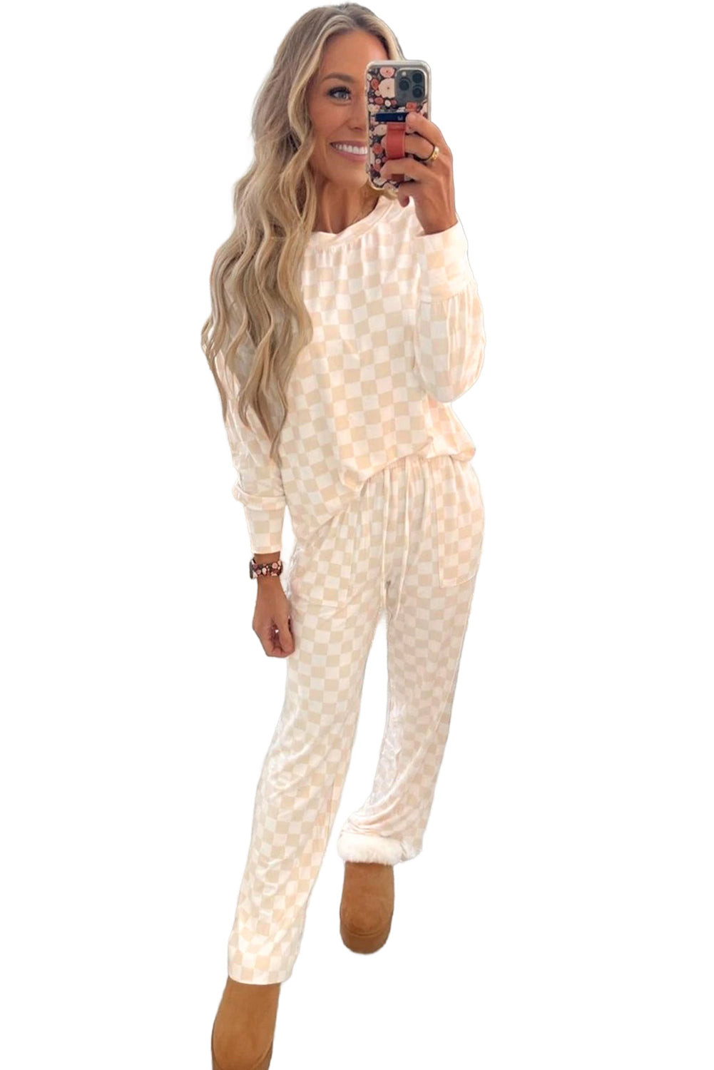 Checkered Print Pajama Set