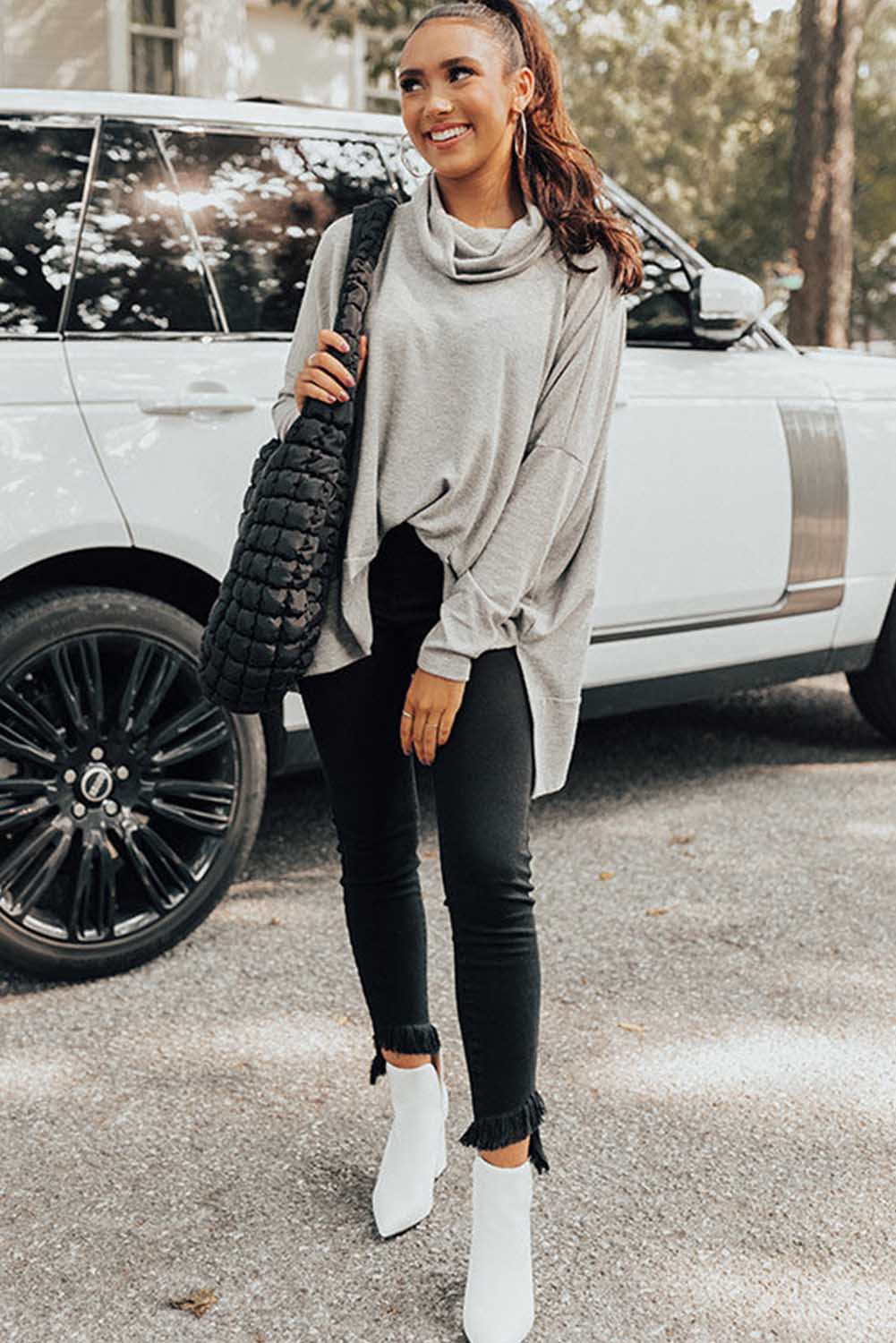 Cowl Neck Tunic Long Sleeve Top