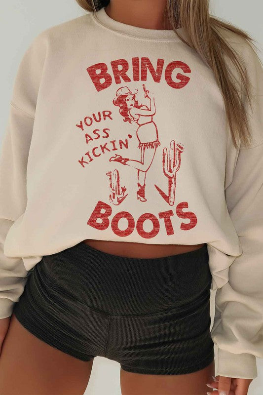 KICKIN BOOTS WESTERN  OVERSIZED SWEATSHIRT