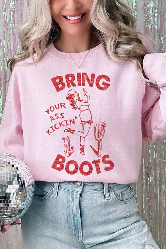 KICKIN BOOTS WESTERN  OVERSIZED SWEATSHIRT