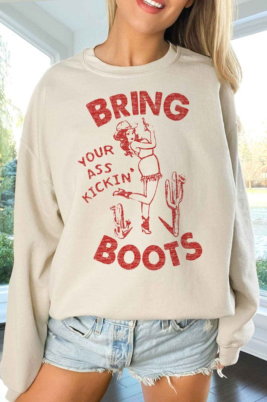 KICKIN BOOTS WESTERN  OVERSIZED SWEATSHIRT