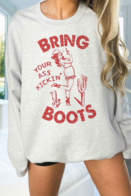 KICKIN BOOTS WESTERN  OVERSIZED SWEATSHIRT