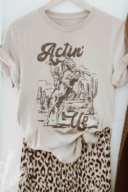 ACTIN UP WESTERN COWGIRL GRAPHIC TEE