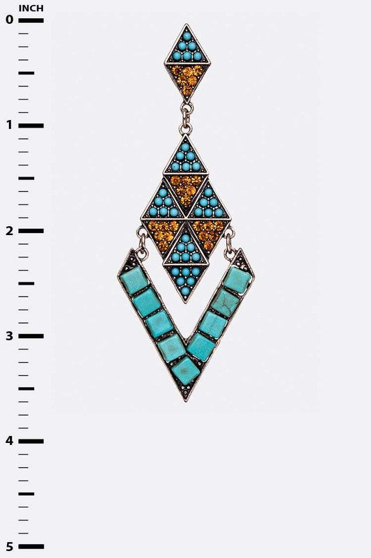 Stone Pave Iconic Geo Western Earrings