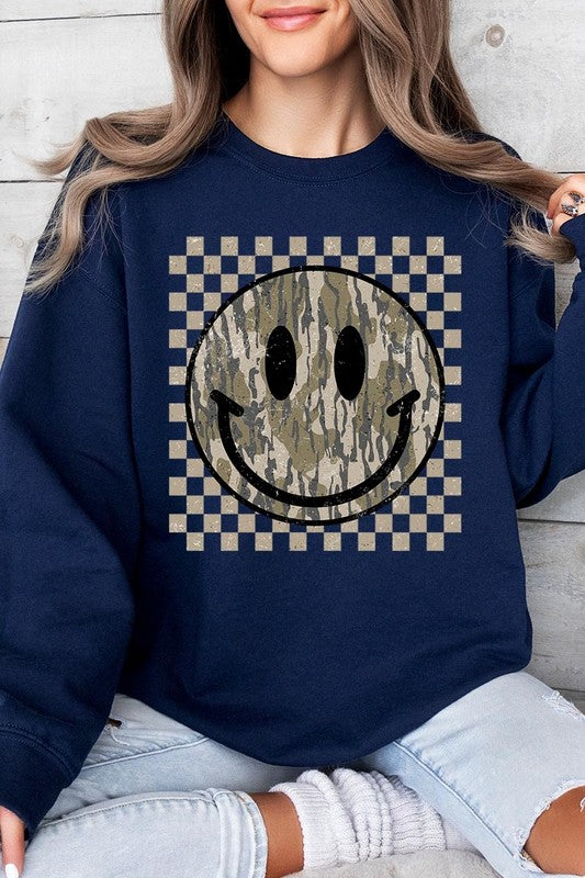 Retro Camo Smiley Face Sweatshirts