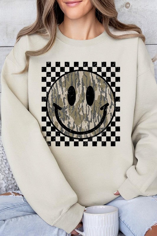 Retro Camo Smiley Face Sweatshirts