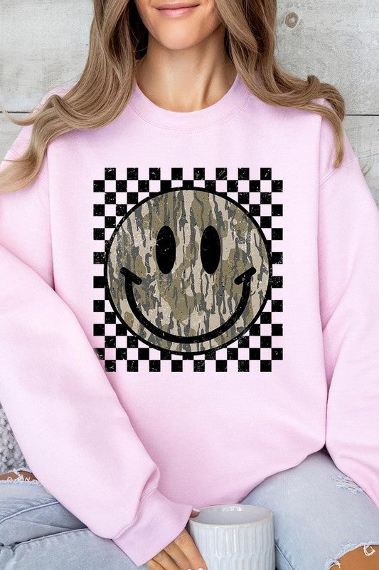 Retro Camo Smiley Face Sweatshirts