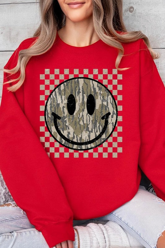 Retro Camo Smiley Face Sweatshirts