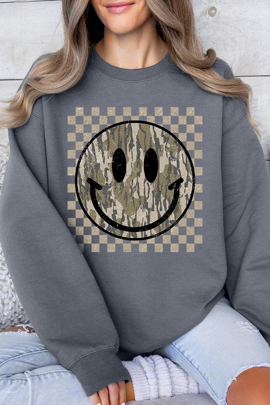 Retro Camo Smiley Face Sweatshirts