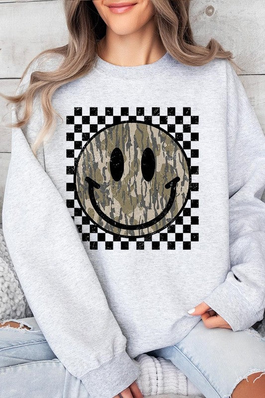 Retro Camo Smiley Face Sweatshirts