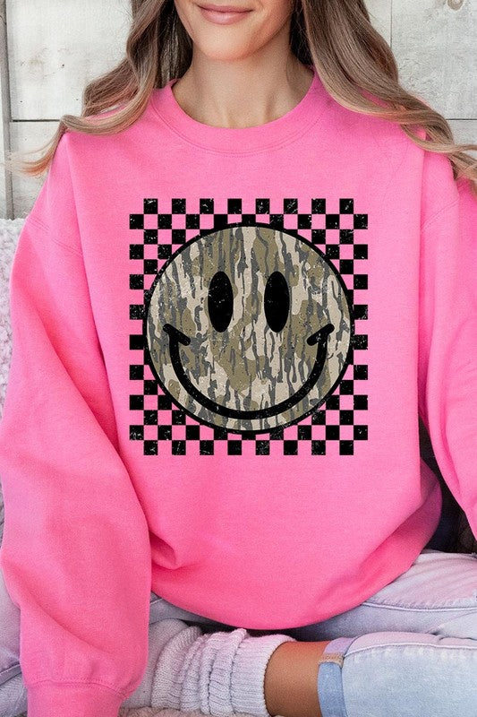 Retro Camo Smiley Face Sweatshirts