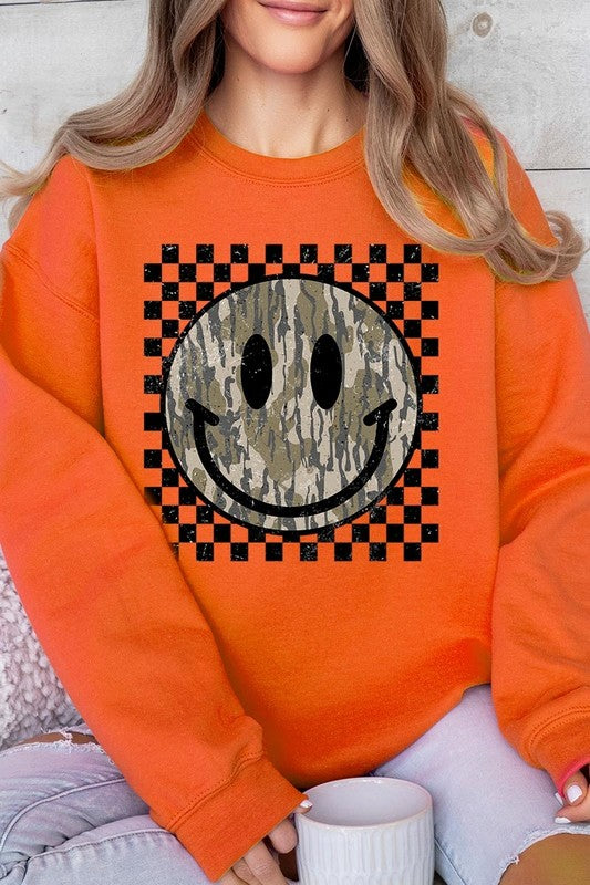 Retro Camo Smiley Face Sweatshirts