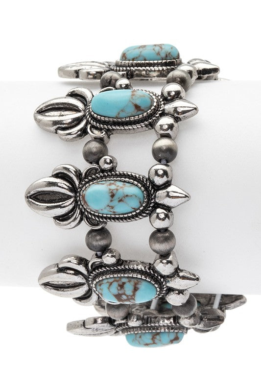 Squash Blossom Western Stretch Bracelet