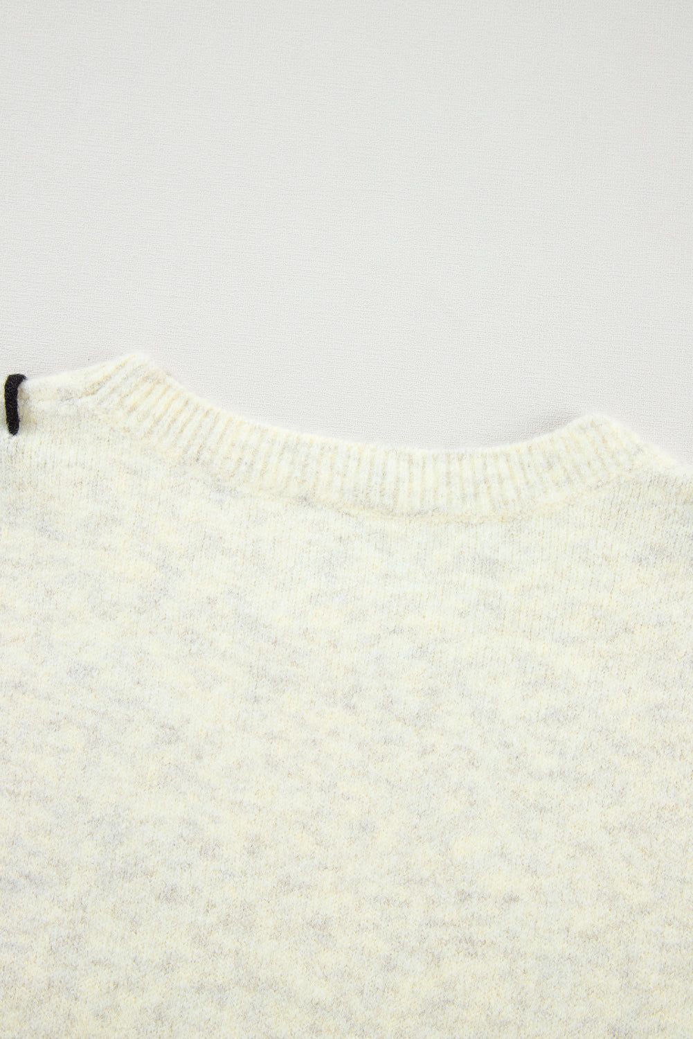 White Contrast Stitch Detail Ribbed Trim Sweater