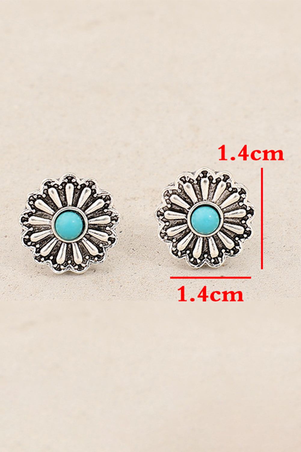 Silvery Turquoise Inlay Flower Stud Earrings