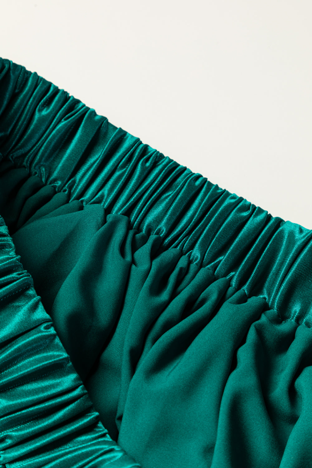 Dark Green Satin Pleated Maxi Skirt