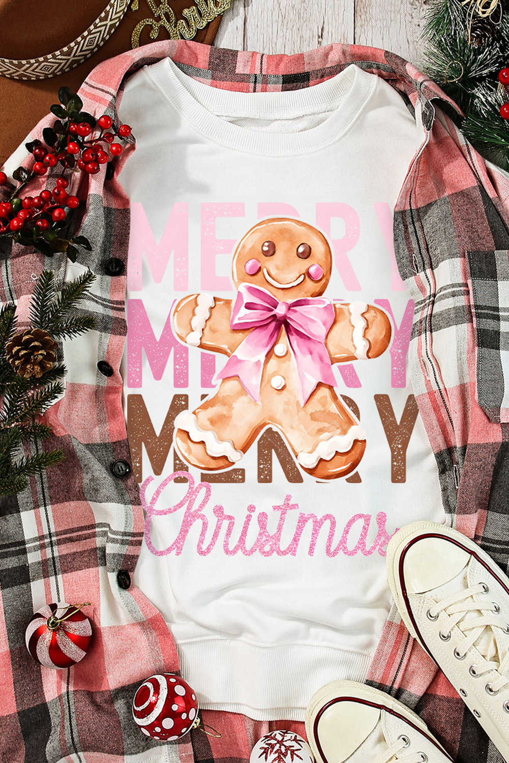 Merry Christmas Gingerbread Graphic Tee