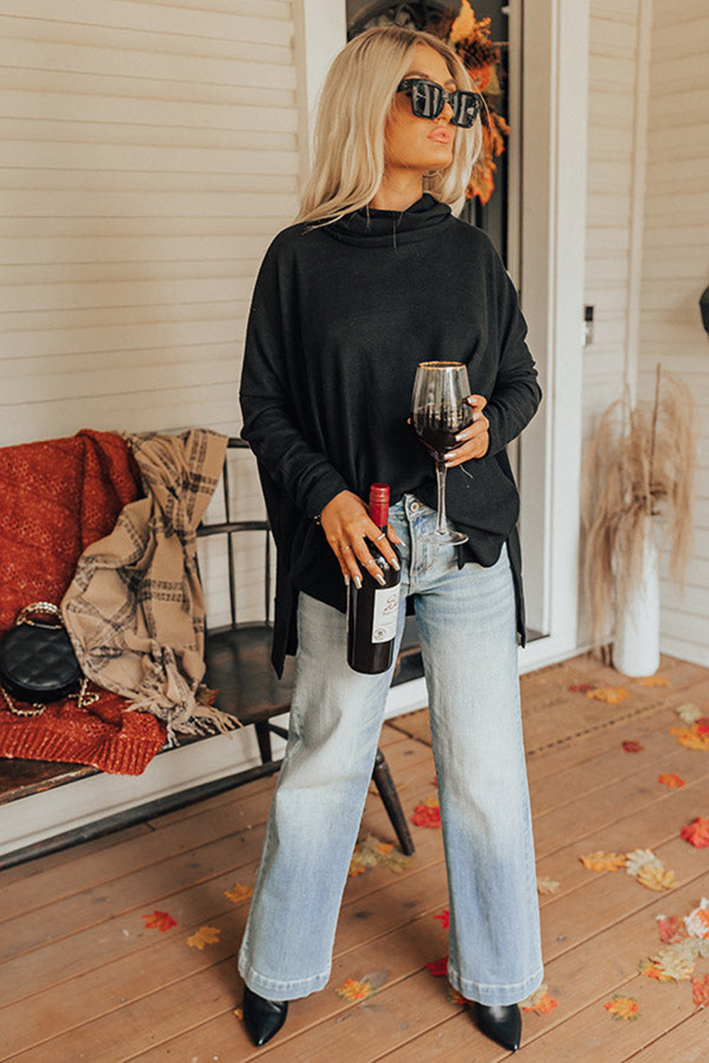 Cowl Neck Tunic Long Sleeve Top