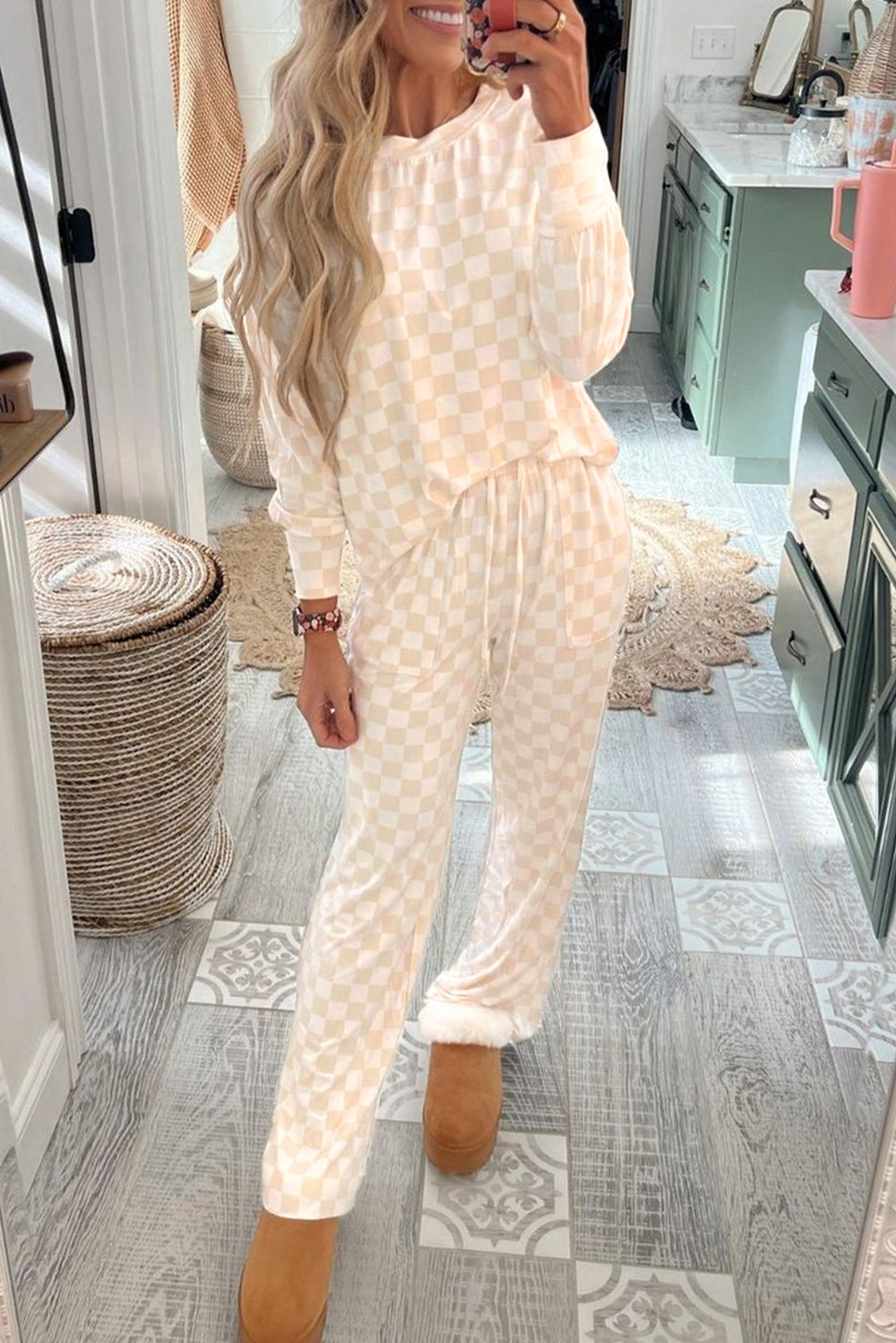 Checkered Print Pajama Set