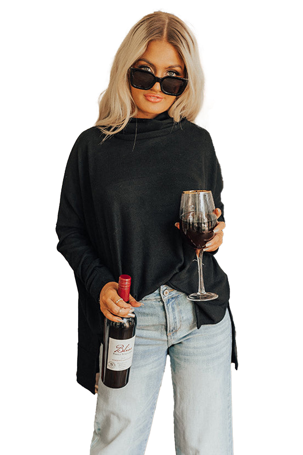 Cowl Neck Tunic Long Sleeve Top