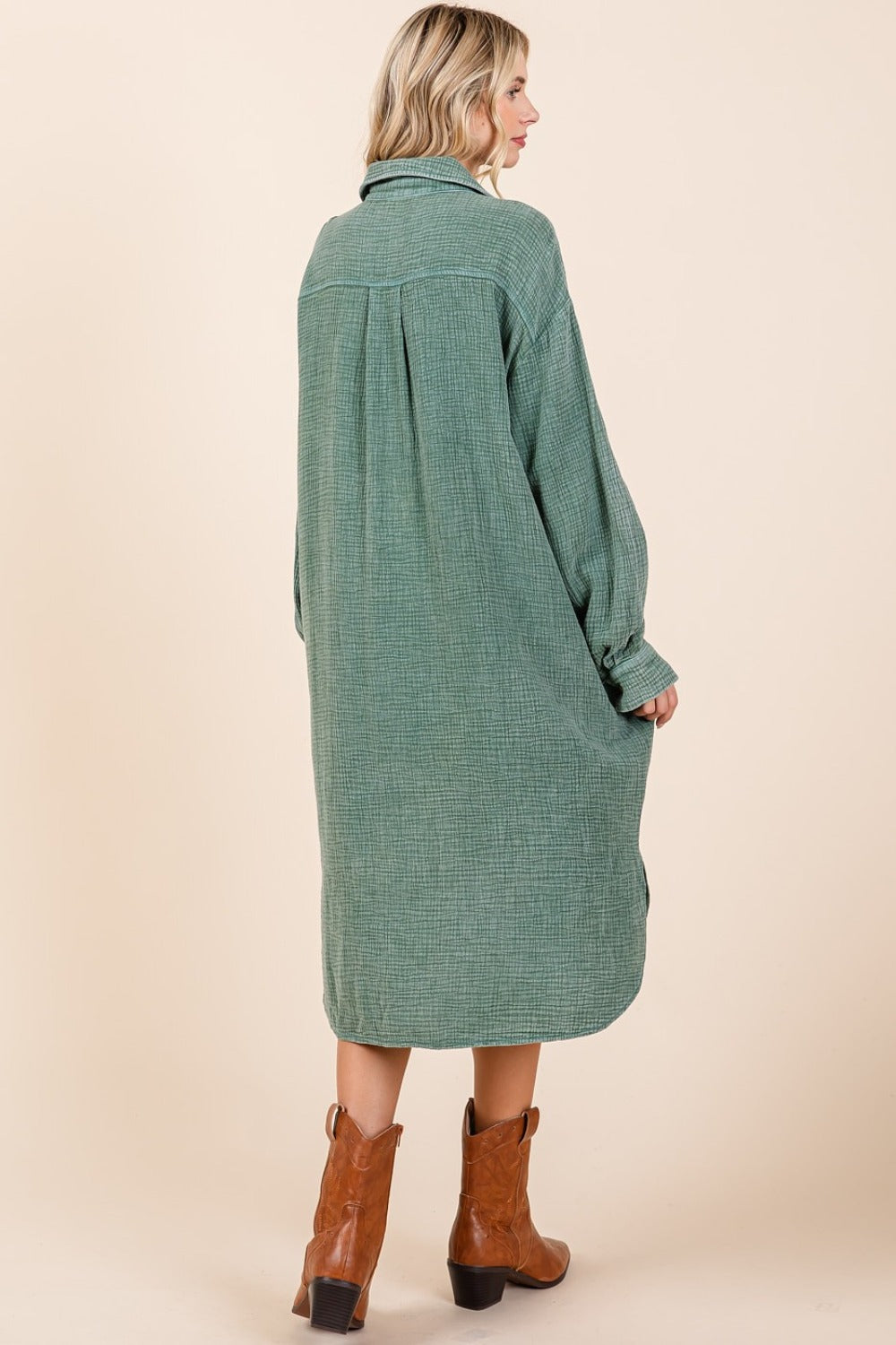 Mittoshop Mineral Wash Midi Shirt Dress