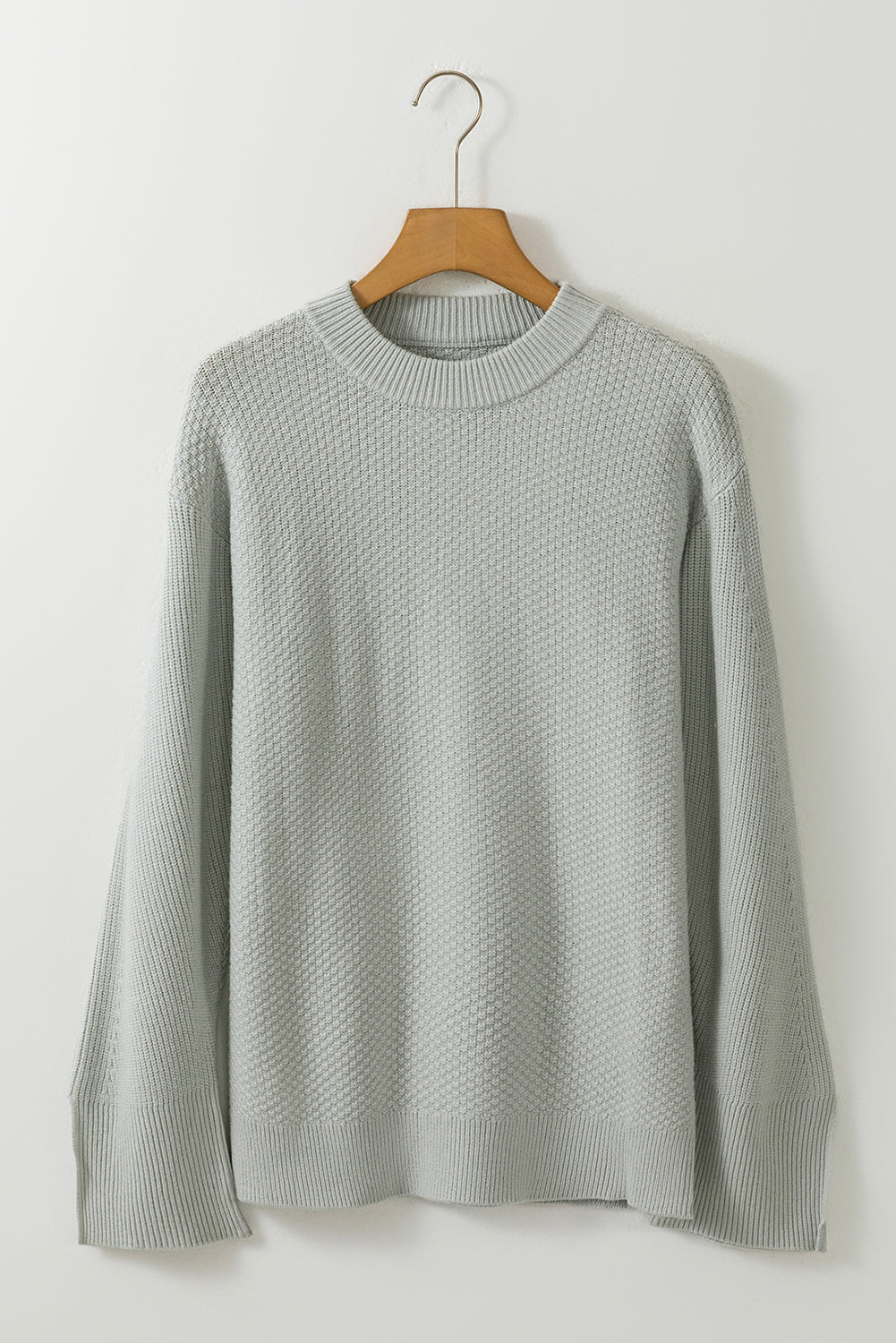 Dark Green Textured Knit Drop Shoulder Sweater