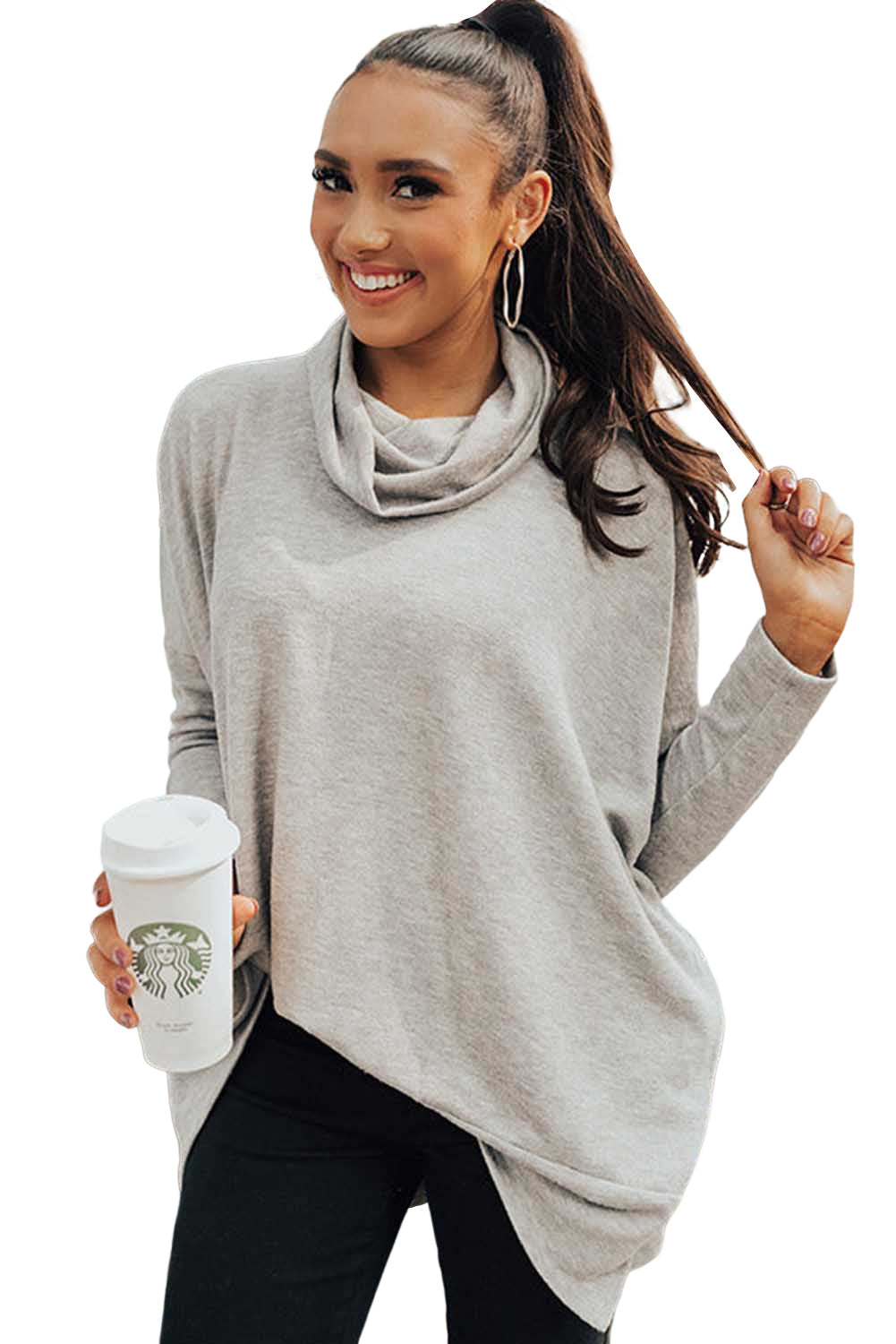 Cowl Neck Tunic Long Sleeve Top