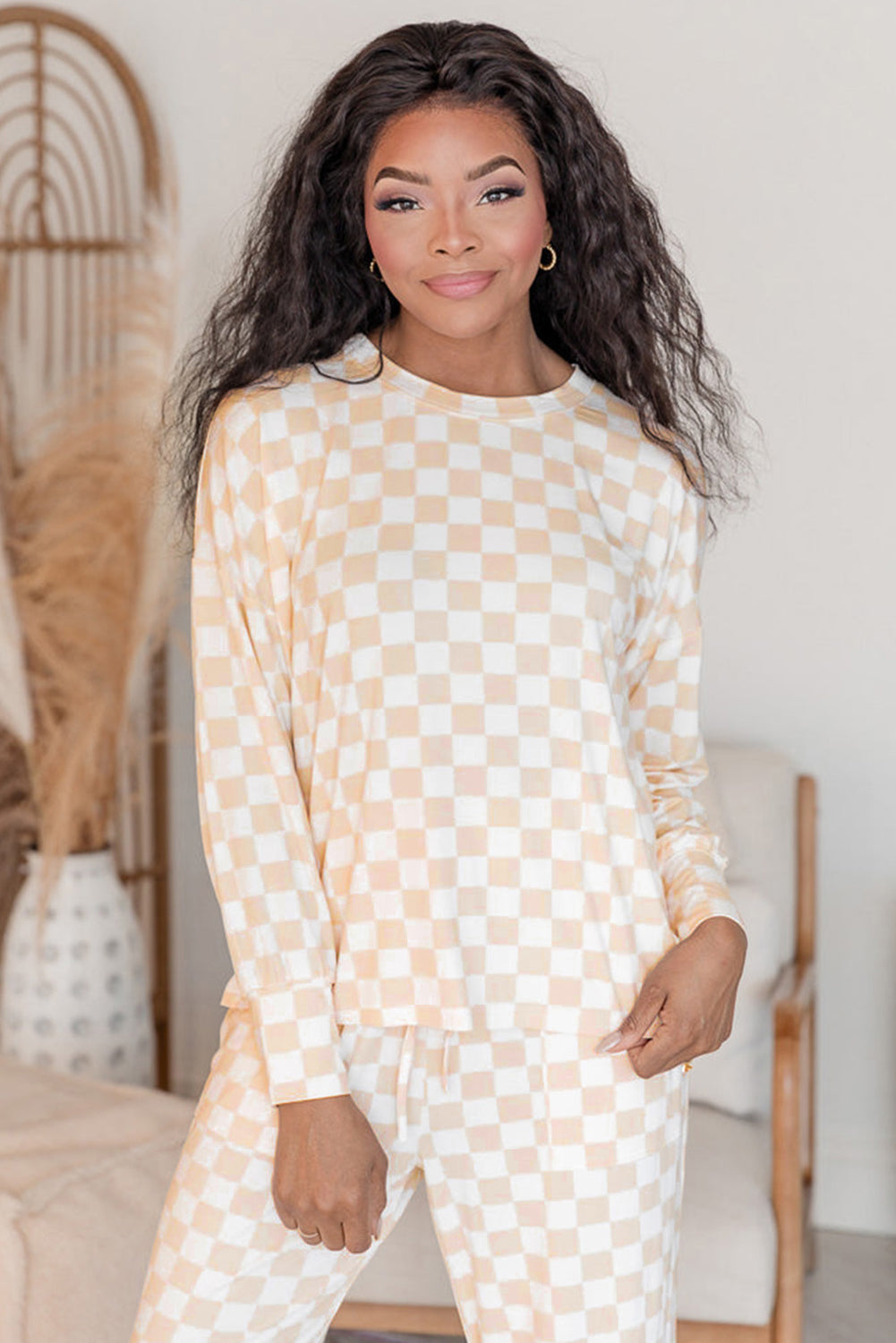 Checkered Print Pajama Set