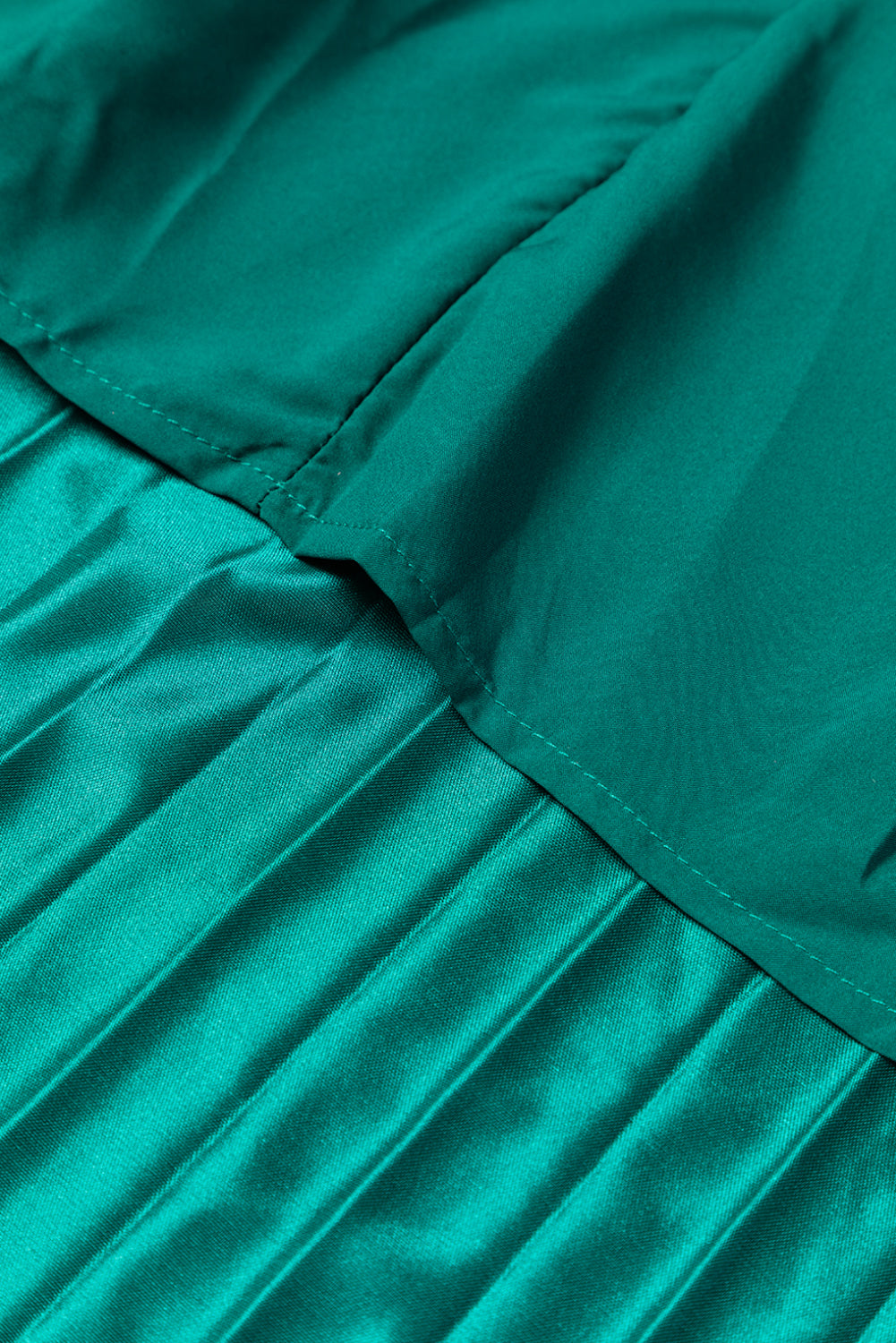 Dark Green Satin Pleated Maxi Skirt