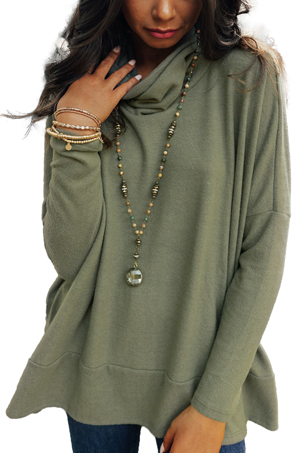 Cowl Neck Tunic Long Sleeve Top