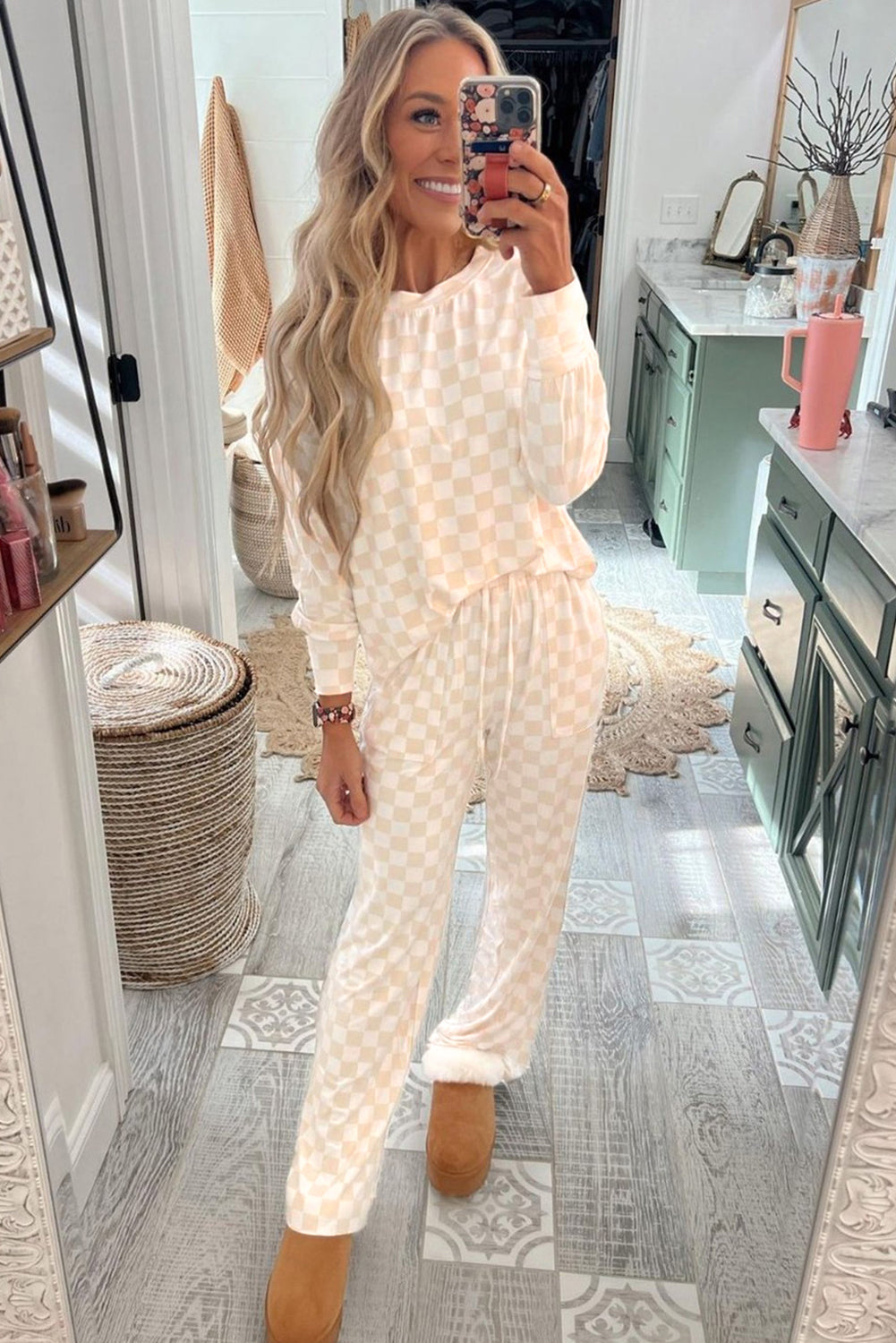 Checkered Print Pajama Set