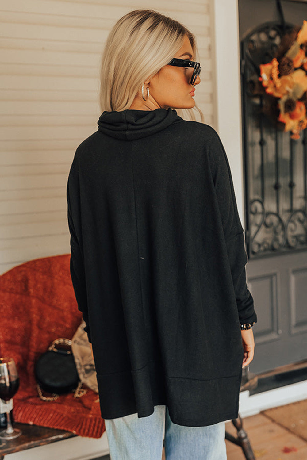 Cowl Neck Tunic Long Sleeve Top