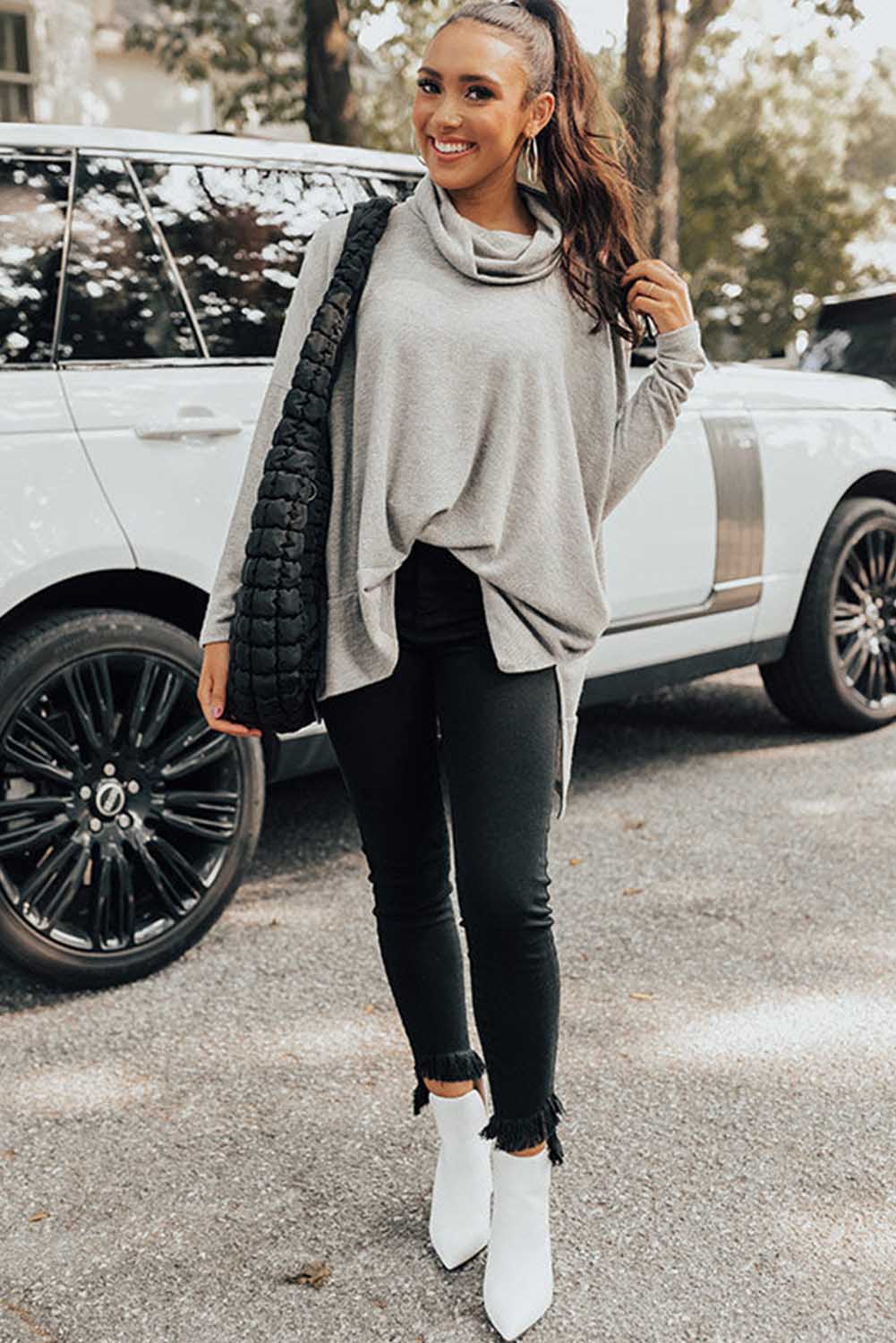 Cowl Neck Tunic Long Sleeve Top